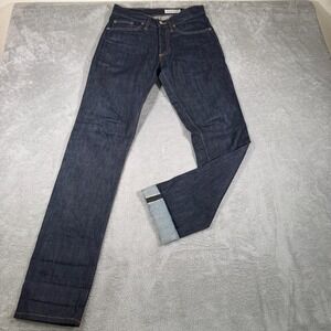 Gustin Jeans‎ Mens 29x32 Blue Dark Wash Yellow Selvedge Slim Straight Raw USA